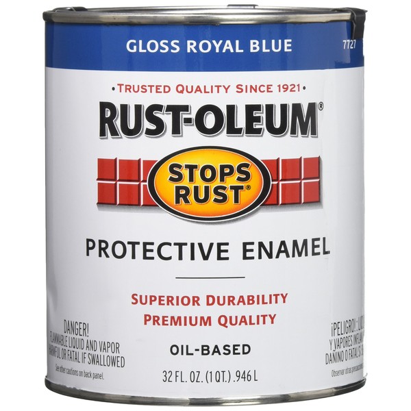 Rust-Oleum 7727502 Stops Rust Brush On Paint, Quart, Gloss Royal Blue