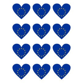 Generisch Pack of 12 stickers Europe heart, weatherproof and UV protection, set EU