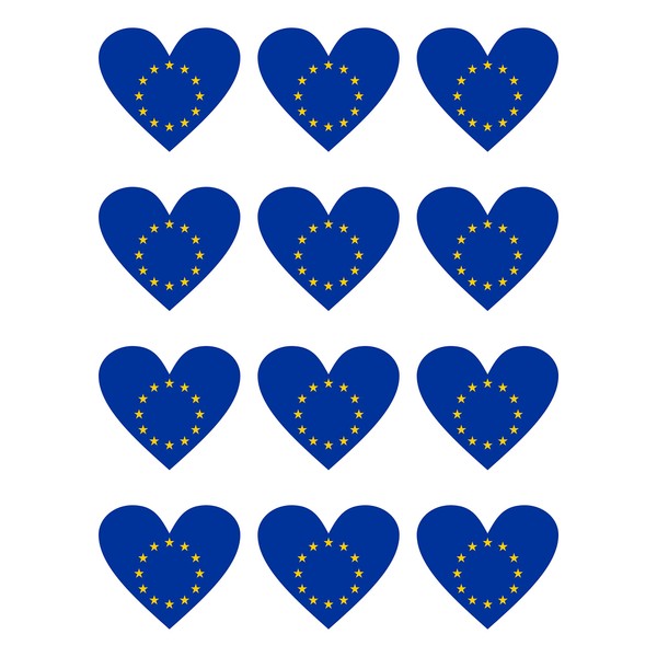 Generisch Pack of 12 stickers Europe heart, weatherproof and UV