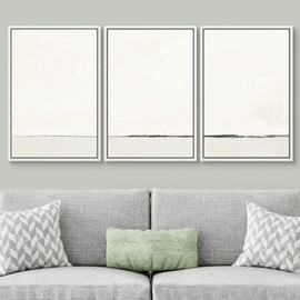 SIGNWIN Framed Canvas Print Wall Art Set Duotone Gray White Grunge Pastel Landscape Shapes Abstract Illustrations Modern Art Decorative Nordic Zen for Living Room, Bedroom, Office - 24"x36"x3 White