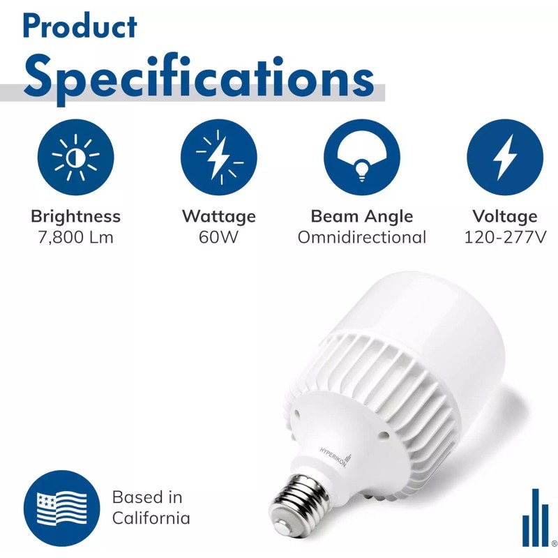 Hyperikon LED T Corn Bulb 60W, E39 Base, High Efficiency