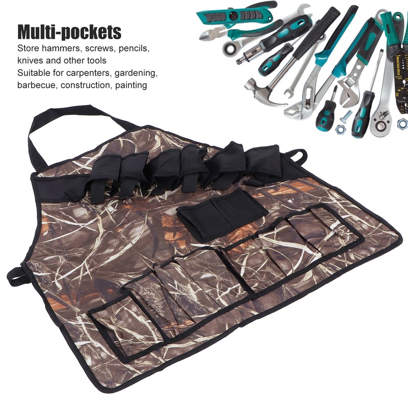 Multi Pockets Apron 600D Oxford Fabric Camouflage Picnic Barbecue Aprons