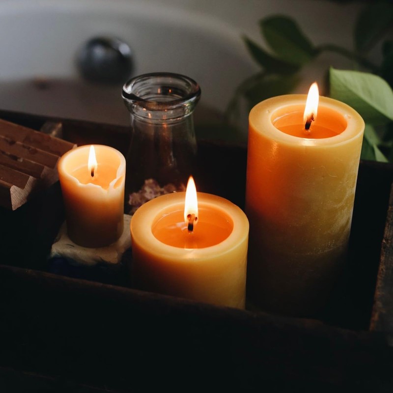 Natural Beeswax Candles Set of 6, Handmade Beeswax Pillar Candles