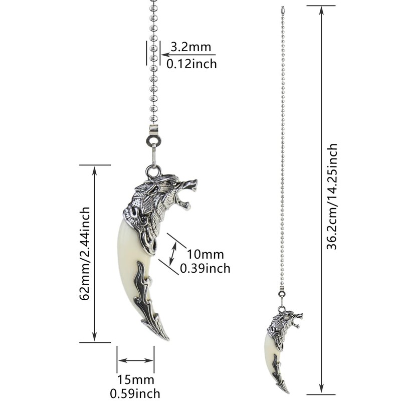 OMYZERO 12Inch Metal Wolf Ceiling Fan Pull Chain Extender with