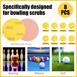 8 Pack Bowling Sanding Pads Bowling Accessories Bowling Ball Sanding Sand Pads Polishing Cleaning Kit, Grit 500, 800, 1000, 1200, 1500, 2000, 2500, 3000 for Different Texture (Pink, Yellow,Round)