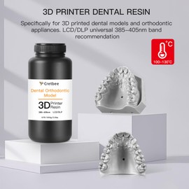 Cretbee Dental Orthodontic Model 3D Printer Resin Low Shrinkage and High Accuracy, Smooth Surface Quick Curing for Orthodontic Dental Model Resin 385-405nm LCD/DLP (Brownish Yellow, 1000g)