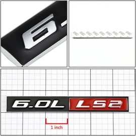 2X Black Red 6.0L Ls2 Adhesive Euro Emblem Decal Sticker Badge Fender Door Trunk (Black Red)