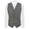 King & Priory Luxury Pewter Grey Herringbone Check Waistcoat with