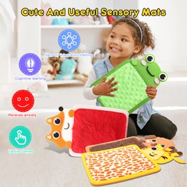 Uiopy Sensory Mats for Autism Children: 8PCS Zoo Animals Textured Play Floor Tiles Mat for Autistic Kids Special Needs Toys - Sensory Activities Equipment for Toddlers Calming Fabric Materials