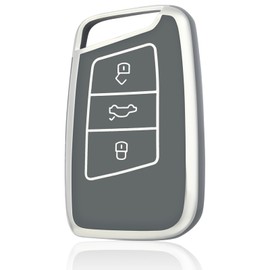 OFF WE GO Key Cover for VW Car Key Case for Volkswagen Golf Passat Alltrack Arteon Atlas Jetta Skoda Kodiaq Superb A7 3 Buttons TPU Car Key Protective Case Key Box Grey Silver