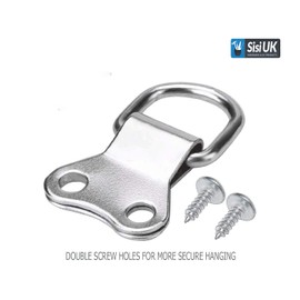 D Ring Picture Hangers Heavy Duty D-Ring Hangers Canvas Hooks Nickel Plated Wall Bracket with Screws 2-Hole for Home Wall Decoration Pack of 25