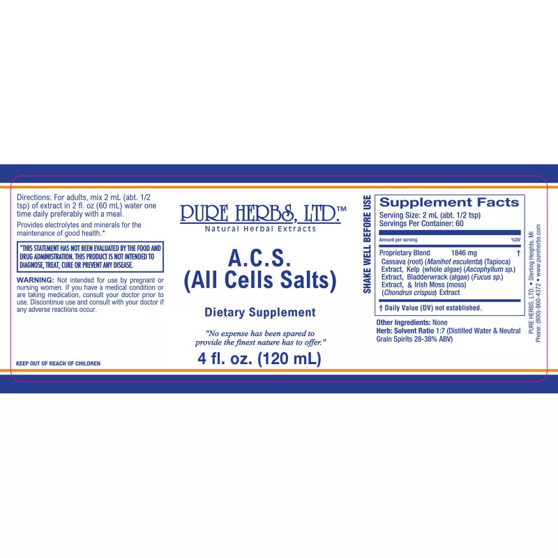 Pure Herbs: A.C.S. (All Cells Salts) - 4 oz.