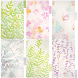 Garneck Pack of 6 A6 Tabs, Insertable Index Dividers in Forest Style, Transparent Dividers for Notebook, Travel Journal, Journal and Planner, 6 Hole System