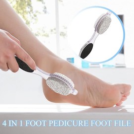 4 in 1 Pedicure Foot File Callus Remover for Hard Skin, Cleaning Pumice Stone Foot Scrubber, Removing Corn Dead Skin, Cracked Heels Debris, Foot Files, Cracked Feet, Bath Pedicure Salon Pack of 3