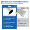 CKE 50 Pack 32" White Round Aluminum Balusters, White Aluminum