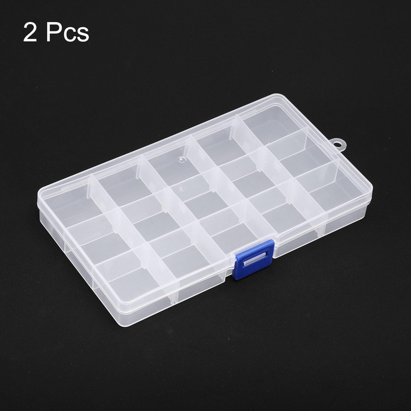 HARFINGTON 2pcs Component Storage Box 15 Grids PP Electronic Organizer