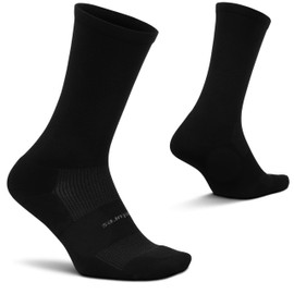 Feetures High Performance Cushion Classic Crew Sock for Women & Men - Moisture-Wicking Athletic Socks - Black, XL (1 Pair)