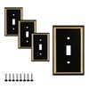 Pack of 4 Wall Plate Outlet Switch Covers by SleekLighting | Decorative Zinc Cast Black and Gold| Variety of Styles: Rocker/Receptacle/Toggle / & Combo | Size: 1 Toggle