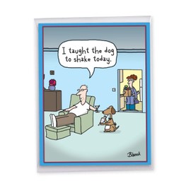 NobleWorks Jumbo Hilarious Father's Day Paper Card 8.5 x 11 Inch with Envelope (1 Pack) Oversize Jumbo Dad Dog Shaker J9209FDG