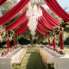 4 Panels 5x20ft Red Ceiling Drapes for Wedding Parties, Wrinkle