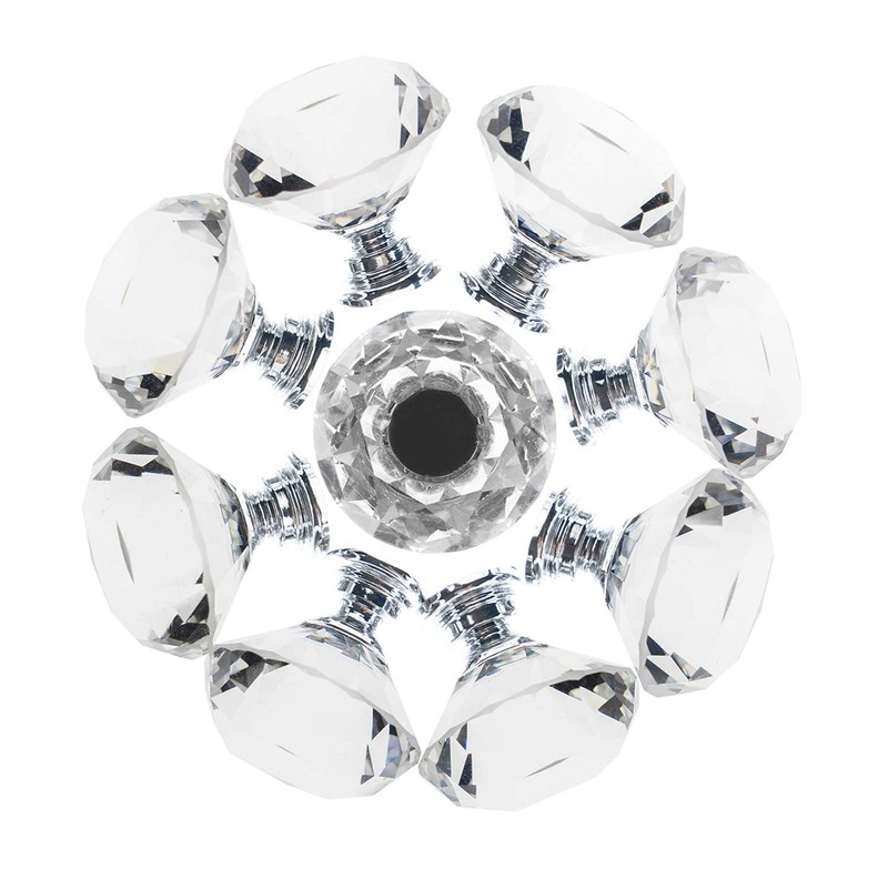 YourGift 25 Pack Drawer Knobs Diamond Shaped Crystal Glass 30mm