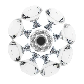 YourGift 25 Pack Drawer Knobs Diamond Shaped Crystal Glass 30mm Cabinet Knobs Pull Handles (30 mm, 25 Pack, Silver)