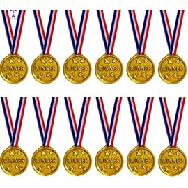 12 Pcs Kids Plastic Gold Medals Winners Sports Day Games Award Prize Party Toys