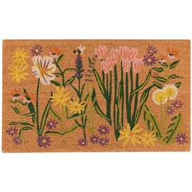 Now Designs Bees & Blooms Natural Coconut Fiber Printed Doormat Vinyl Backed, 18 x 30 inch