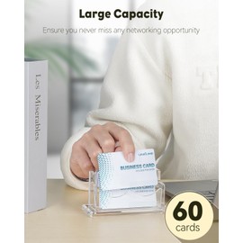 Uniclife Acryl-Visitenkartenhalter für den Schreibtisch, 1 Schlitz, transparent, horizontal, Visitenkartenständer für Männer und Frauen, Desktop-Namenskarten-Organizer, Kartenständer für Büro,