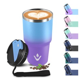 Bicchiere Termico 600ml 20oz, Tazza Termica con Doble Pared Reutilizable, Borraccia Termica in Acciaio Inox, sin BPA, Tazza da Viaggio per Caffe, Termos Caffè para Viajes, Oficina, Deporte, Escuela