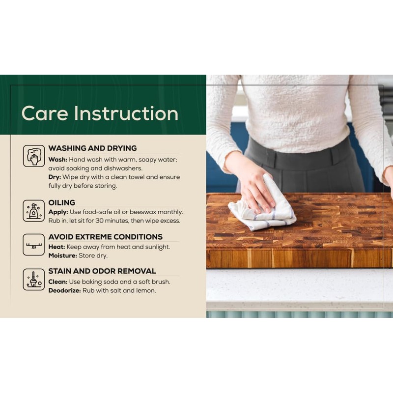 EZ FURNITURE Non-Toxic Teak Large Wood Cutting Board & Serving