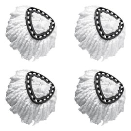 4 Pack Premium Replacement Mop Heads Refill for 360° Rotating Round Spin Magic Mop,Compatible with Vileda EasyWring and Clean Turbo Classic 2-in-1 Turbo Mop Replacement Head,White