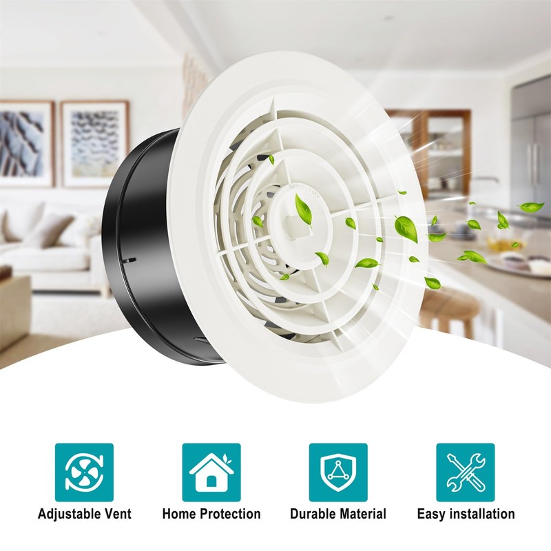 HG POWER 5 Inch Soffit Vent，Round Air Vent Cover with