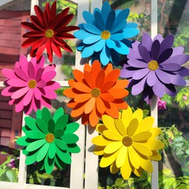 Mybbshower Rainbow Paper Daisy Flower for Tea Party Garden Party Decor Wedding Photo Backdrop Birthday Nursery Wall Sunflowers 8 inch