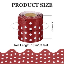 PATIKIL Dots Bulletin Board Border, 33 Feet Poster Chalkboard Cork Decoration Trim Scalloped Borders Wall Decor for Classroom Office Locker, Burgundy