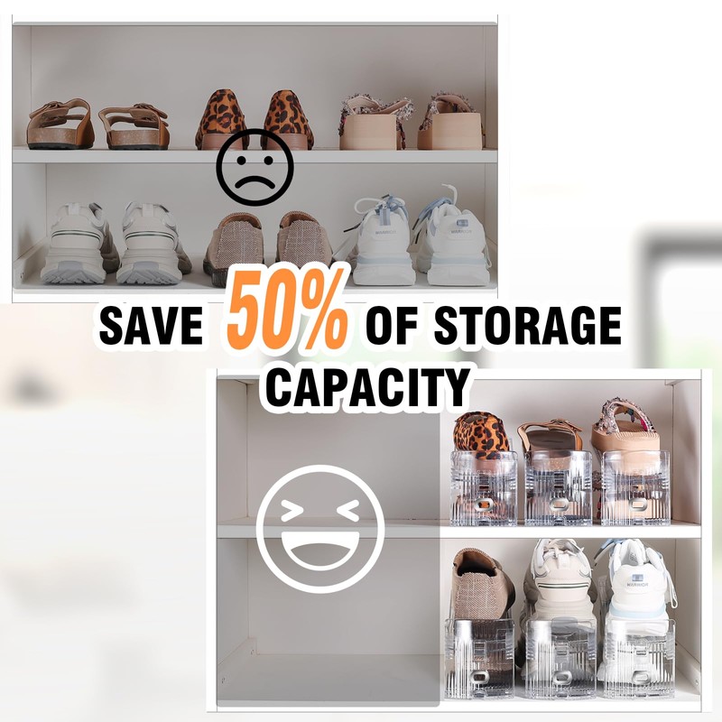 TOPNEW Shoe Slots Organizer for Closet 20 Pack Adjustable Level