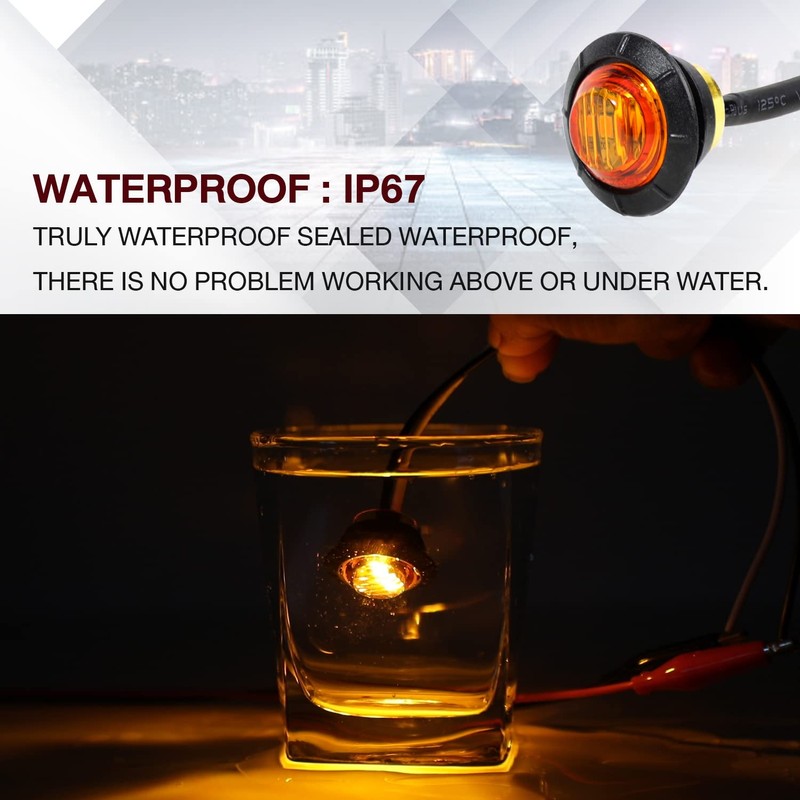 TMH 3/4 Inch Mount 10 pcs Amber LED Clearance Bullet