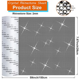 60750 Pieces Bling Rhinestone Sheet Crystal Self-Adhesive Rhinestone Diamond Sticker 59 x 7.87 Inch for DIY Home Car Arts Craft Event Decoration (Black)