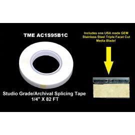 TME Splicing Tape Open Reel Audio 1/4" Vintage White Color 82FT W/ GEM Blade NEW!