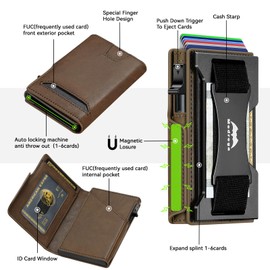 Medrega Minimalist Wallet for Mens Slim: Smart Pop Up Credit Card Holder with Cash Strap - RFID Bifold Card Wallet for Mens Gifts