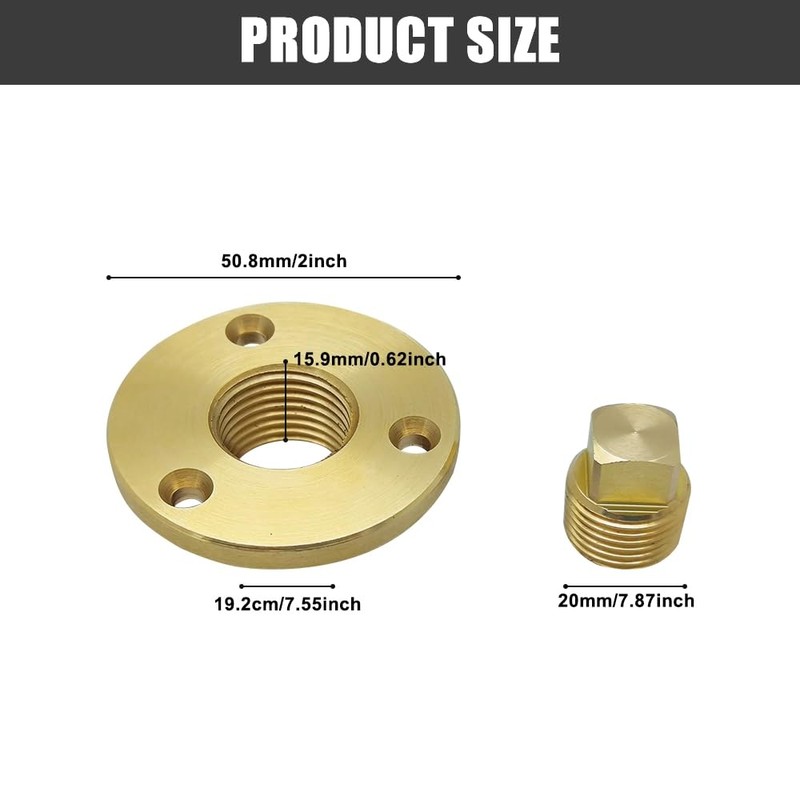 MiOYOOW 2-Piece Solid Drain Plug Set, Brass Drain Marine Boat