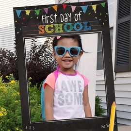 NUOBESTY First Day of School Photo Booth Frame, Back to School Prop Sign