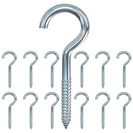 GESDYO 12Pcs 3.2 inches Screw-in Hook Self-Tapping Screw Hooks Open Eye Hooks Heavy-Duty Screw,Suitable for Home, Office, and Outdoor use, Lighting Hook Bracket