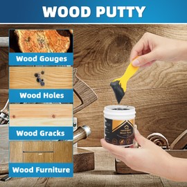 Deuvuo Black Wood Filler, High-Performance Black Wood Putty,Paintable & Sandable Black Black Wood Filler Epoxy - Quickly Fix Wood Cracks And Blemishes With Wood Hole Filler (32Oz)