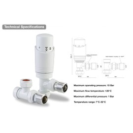 White Thermostatic Radiator Valve Angled Corner or Straight White Radiator TRV Thermostat Valves (Angled)