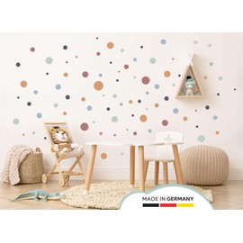 Little Deco DL5001-02 Dots Pack of 120 Wall Stickers for Children's Room Pastel Wall Stickers Circles Mint Blue Red Baby Room Wall Stickers Dots Bedroom Decoration