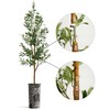 Artificial Tree in Vibrant Black and White Abstract Leaf Planter,