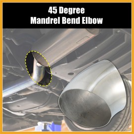 Partuto OD 4.5" 45 Degree Mandrel Bend Exhaust Elbow Pipe SS304 Stainless Steel Bend Tube 16GA /.060" Wall Thickness Exhaust Piping for Car Exhaust Pipe Elbow Modified 1pcs Replacement