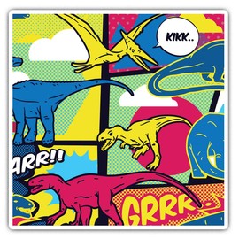 Square Stickers (Set of 2) 10cm - Dinosaur Comic Book Dino T-Rex Laptop Tablet Luggage Scrapbook #14679