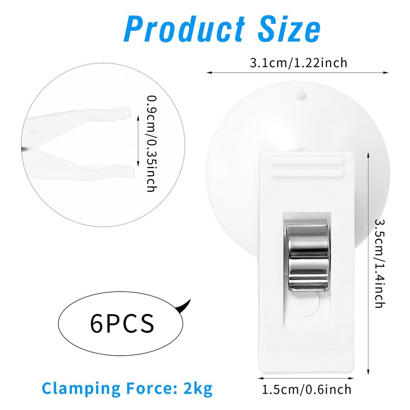 6 Pack Shower Curtain Clips Self Adhesive Shower Curtain Holder